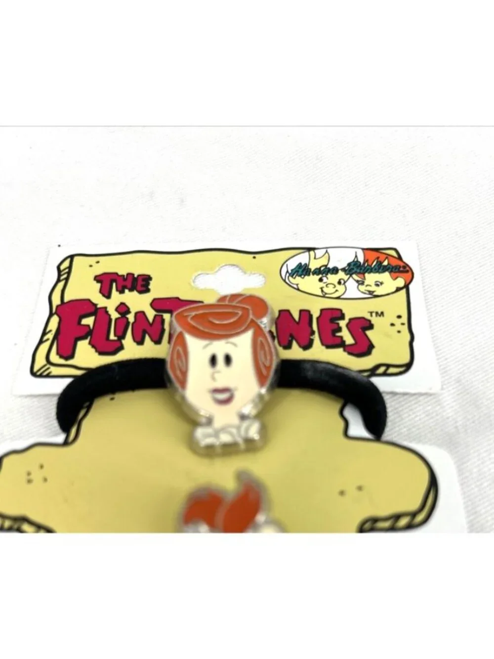 Flintstones Hair Ties Ponytail Holders Fred Wilma Pebbles Enamel 1994 NOS